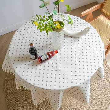 Qfdian Vintage Round Tablecloth Floral Table Cloth Washable Dust-Proof Table Cover for Kitchen Dinning Party Picnic Tabletop Decoration